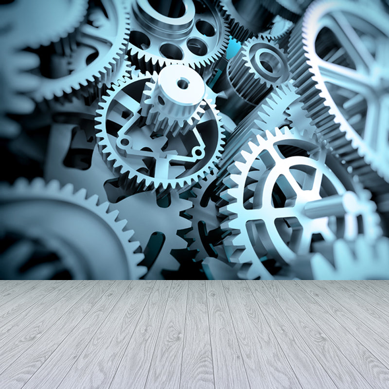 Contemporary Metal Gear Wall Mural Non-Woven Textured Stain-Proofing Dark Color Wall Art for Room Clearhalo 'Wall Decor' 'Wall Mural' 1863762