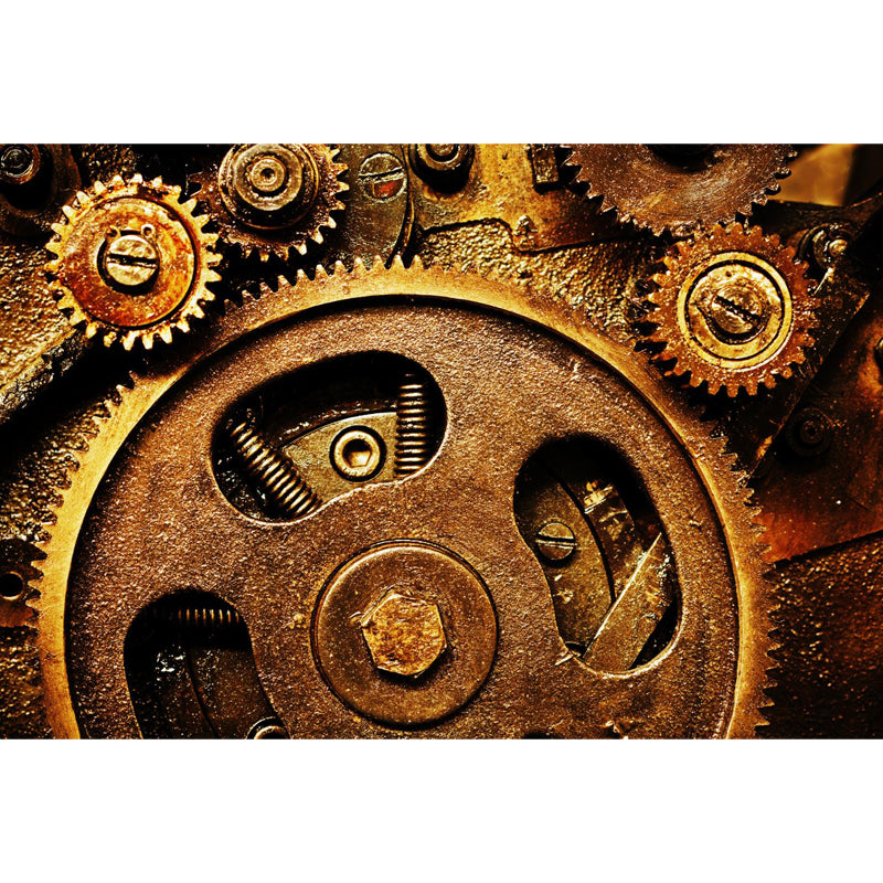 Contemporary Metal Gear Wall Mural Non-Woven Textured Stain-Proofing Dark Color Wall Art for Room Clearhalo 'Wall Decor' 'Wall Mural' 1863779