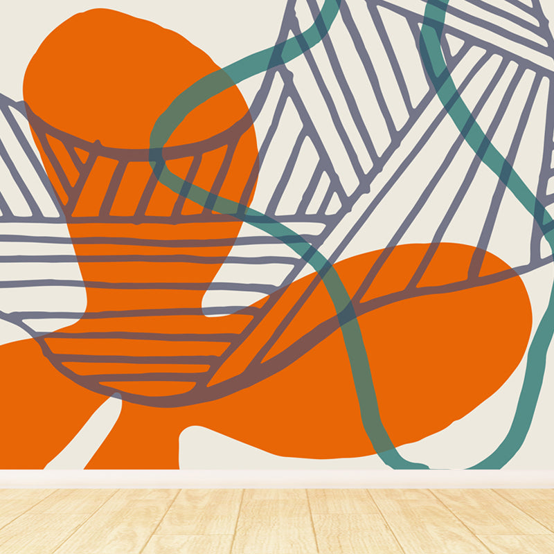 Modern Abstract Graphic Mural Non-Woven Textured Stain-Proof Soft Color Wall Art for Bedroom Clearhalo 'Wall Decor' 'Wall Mural' 1863817