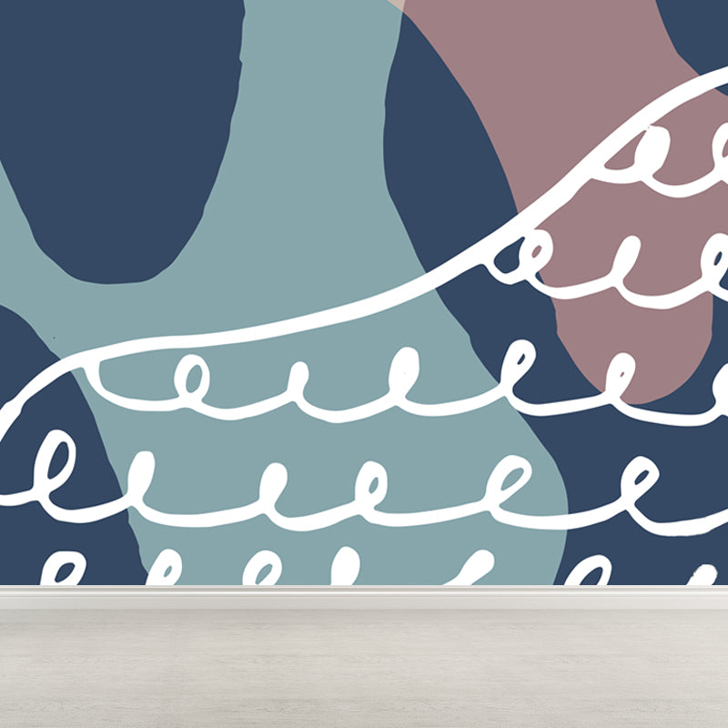 Modern Abstract Graphic Mural Non-Woven Textured Stain-Proof Soft Color Wall Art for Bedroom Clearhalo 'Wall Decor' 'Wall Mural' 1863823