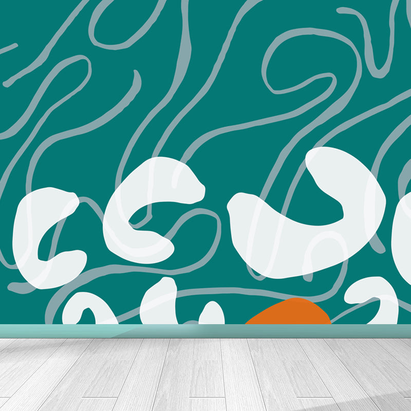 Modern Abstract Graphic Mural Non-Woven Textured Stain-Proof Soft Color Wall Art for Bedroom Clearhalo 'Wall Decor' 'Wall Mural' 1863828