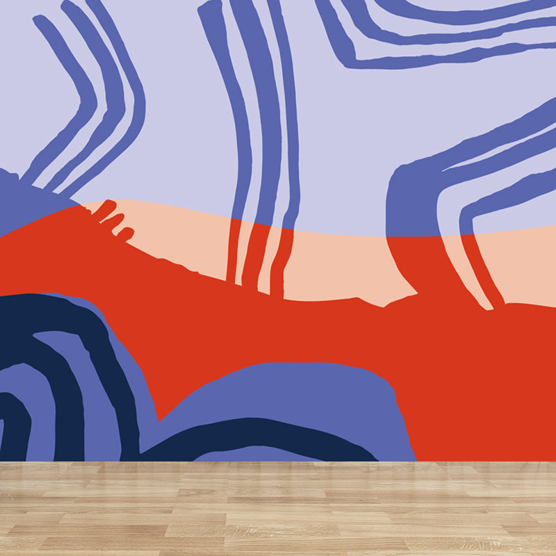 Modern Abstract Graphic Mural Non-Woven Textured Stain-Proof Soft Color Wall Art for Bedroom Clearhalo 'Wall Decor' 'Wall Mural' 1863832