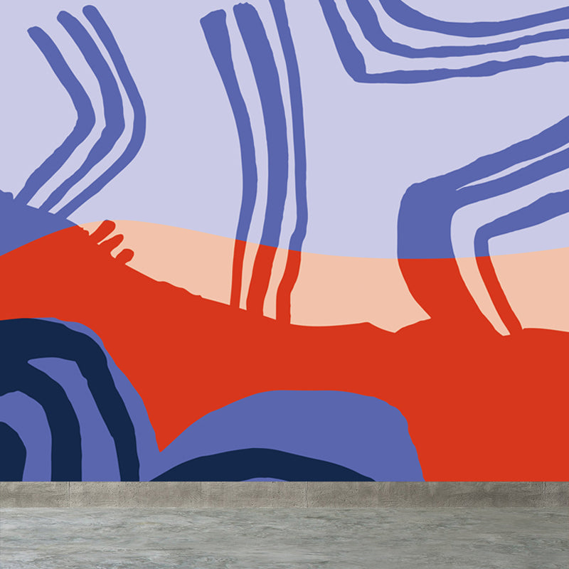 Modern Abstract Graphic Mural Non-Woven Textured Stain-Proof Soft Color Wall Art for Bedroom Clearhalo 'Wall Decor' 'Wall Mural' 1863833