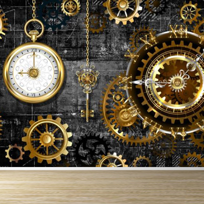 Industrial Metal Look Wallpaper Mural Non-Woven Waterproof Dark Color Wall Art for Room Dark Gray Clearhalo 'Wall Decor' 'Wall Mural' 1863861