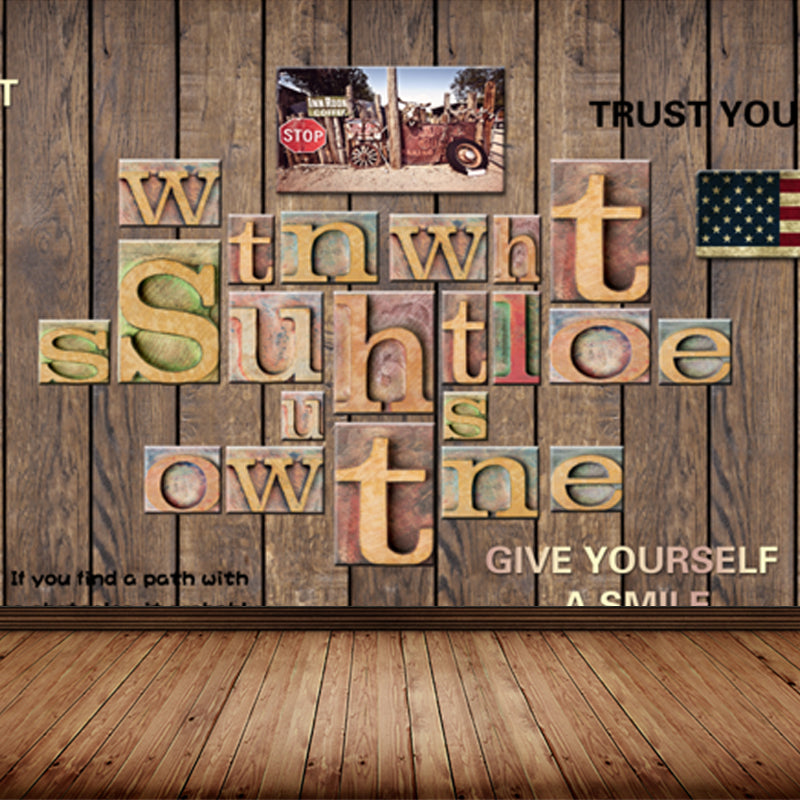 Industrial Metal Look Wallpaper Mural Non-Woven Waterproof Dark Color Wall Art for Room Brown Clearhalo 'Wall Decor' 'Wall Mural' 1863866