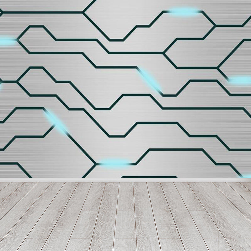 Industrial Metal Look Wallpaper Mural Non-Woven Waterproof Dark Color Wall Art for Room Light Gray Clearhalo 'Wall Decor' 'Wall Mural' 1863876