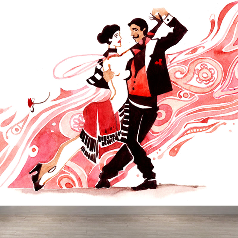 Illustration Women Face Wall Mural Giant Wall Covering for Girls Bedroom, Custom Clearhalo 'Wall Decor' 'Wall Mural' 1863922