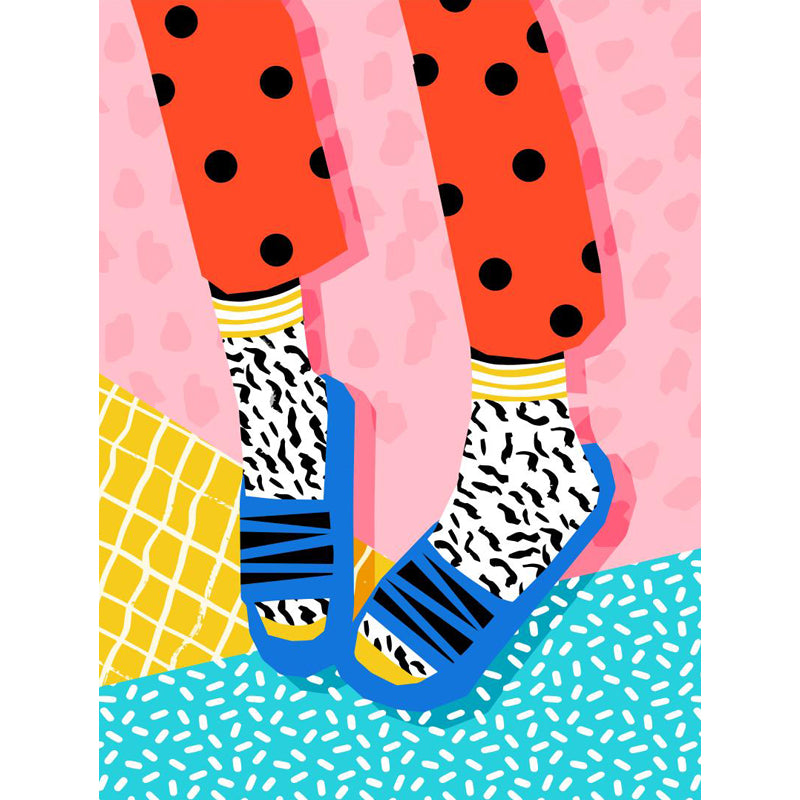 Modern Fashionable Shoes Pattern Mural Pastel Color Kids Room Wall Decor, Personalized Clearhalo 'Wall Decor' 'Wall Mural' 1863939