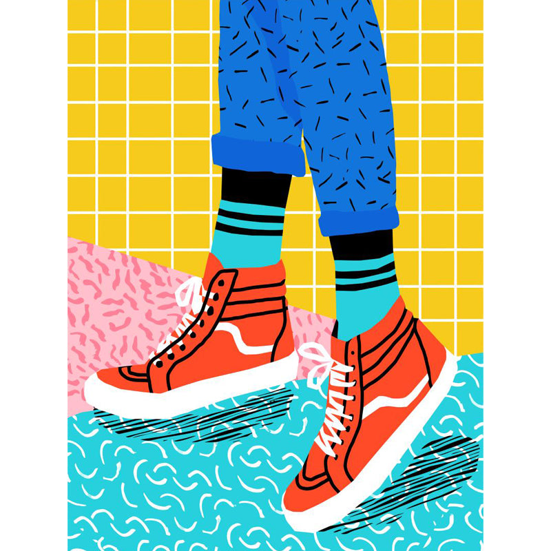 Modern Fashionable Shoes Pattern Mural Pastel Color Kids Room Wall Decor, Personalized Clearhalo 'Wall Decor' 'Wall Mural' 1863944