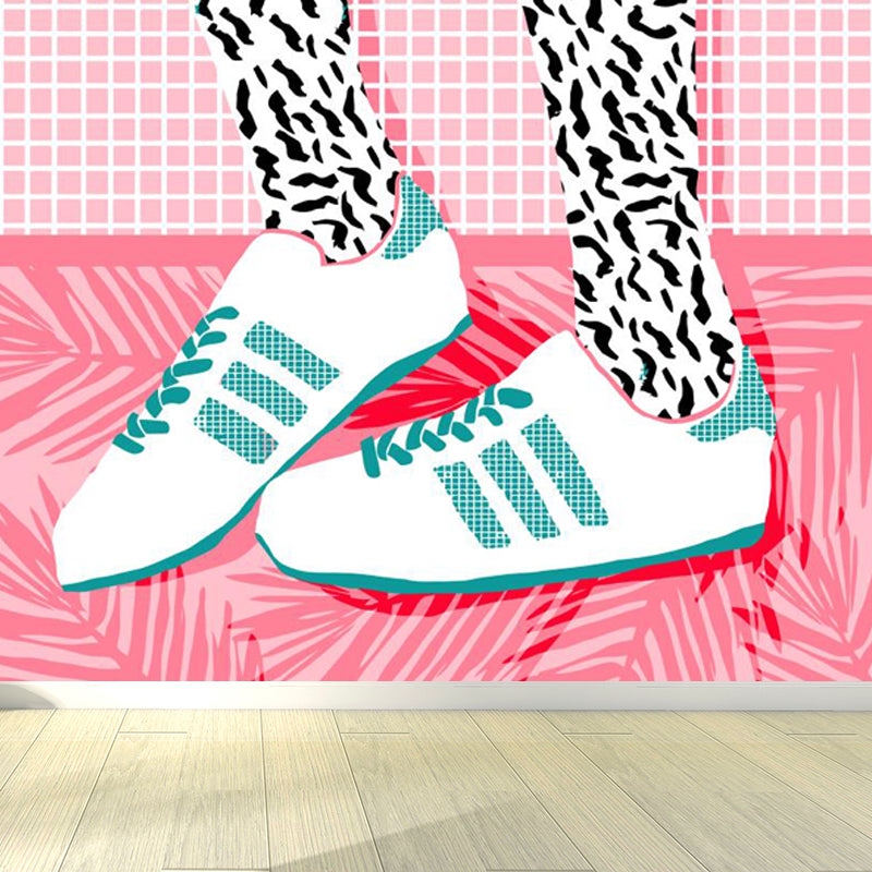 Modern Fashionable Shoes Pattern Mural Pastel Color Kids Room Wall Decor, Personalized Clearhalo 'Wall Decor' 'Wall Mural' 1863957