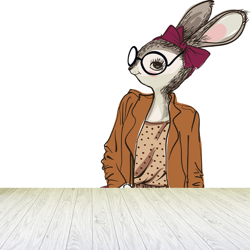 Big Animal Wall Paper Mural Nordic Cool Fashion Wall Decor in Pastel Color for Teens Room Clearhalo 'Wall Decor' 'Wall Mural' 1863967