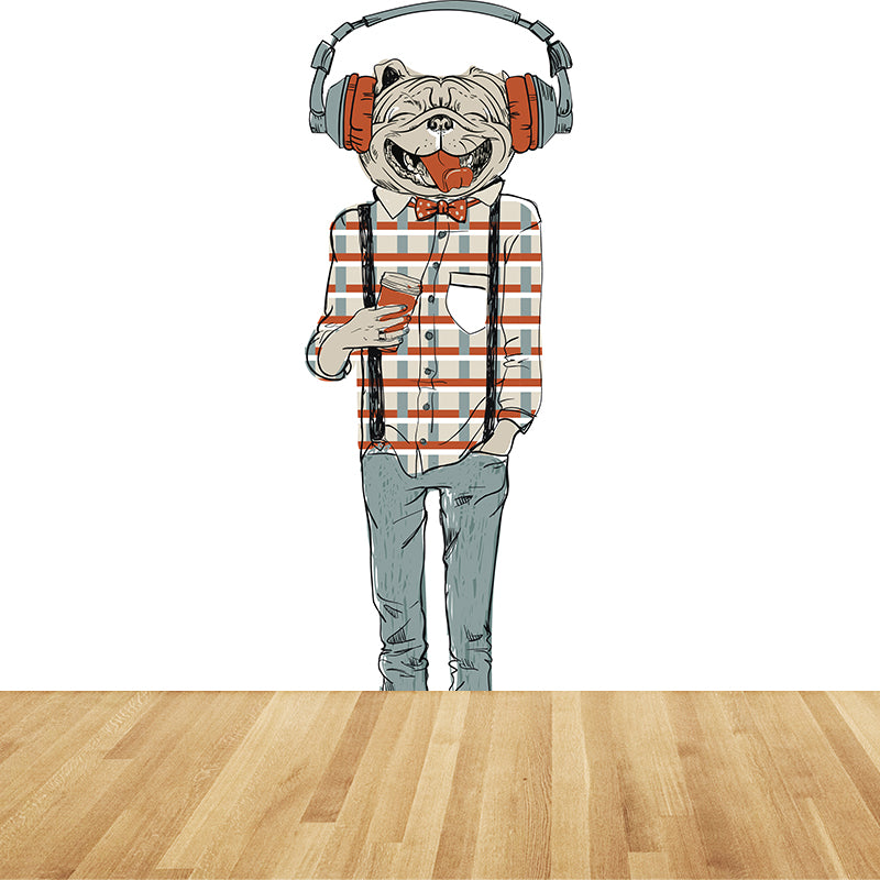 Big Animal Wall Paper Mural Nordic Cool Fashion Wall Decor in Pastel Color for Teens Room Brown Clearhalo 'Wall Decor' 'Wall Mural' 1863971