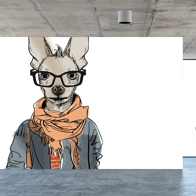 Big Animal Wall Paper Mural Nordic Cool Fashion Wall Decor in Pastel Color for Teens Room Clearhalo 'Wall Decor' 'Wall Mural' 1863977