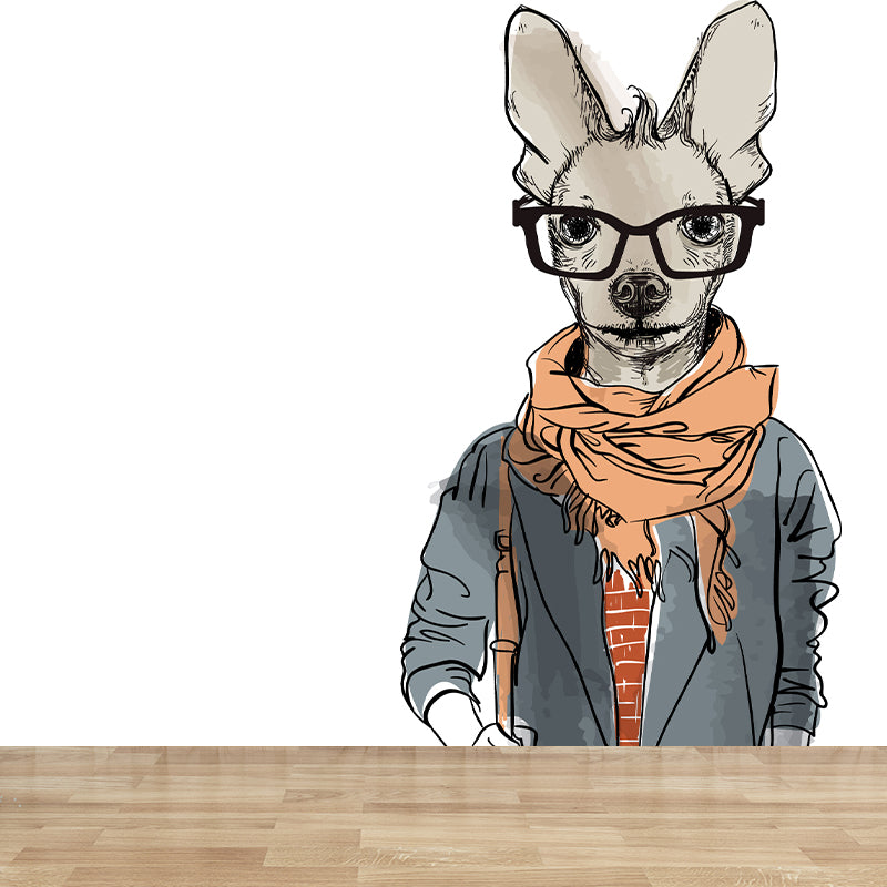 Big Animal Wall Paper Mural Nordic Cool Fashion Wall Decor in Pastel Color for Teens Room Clearhalo 'Wall Decor' 'Wall Mural' 1863978