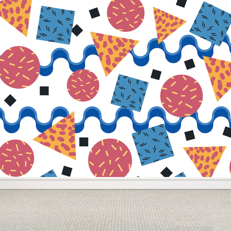 Bright Geometric Wall Mural Decal Moisture Resistant Modern Bedroom Wall Covering Blue Clearhalo 'Wall Decor' 'Wall Mural' 1863991