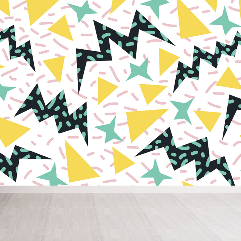 Bright Geometric Wall Mural Decal Moisture Resistant Modern Bedroom Wall Covering Yellow Clearhalo 'Wall Decor' 'Wall Mural' 1864001