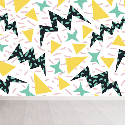 Bright Geometric Wall Mural Decal Moisture Resistant Modern Bedroom Wall Covering Yellow Clearhalo 'Wall Decor' 'Wall Mural' 1864001