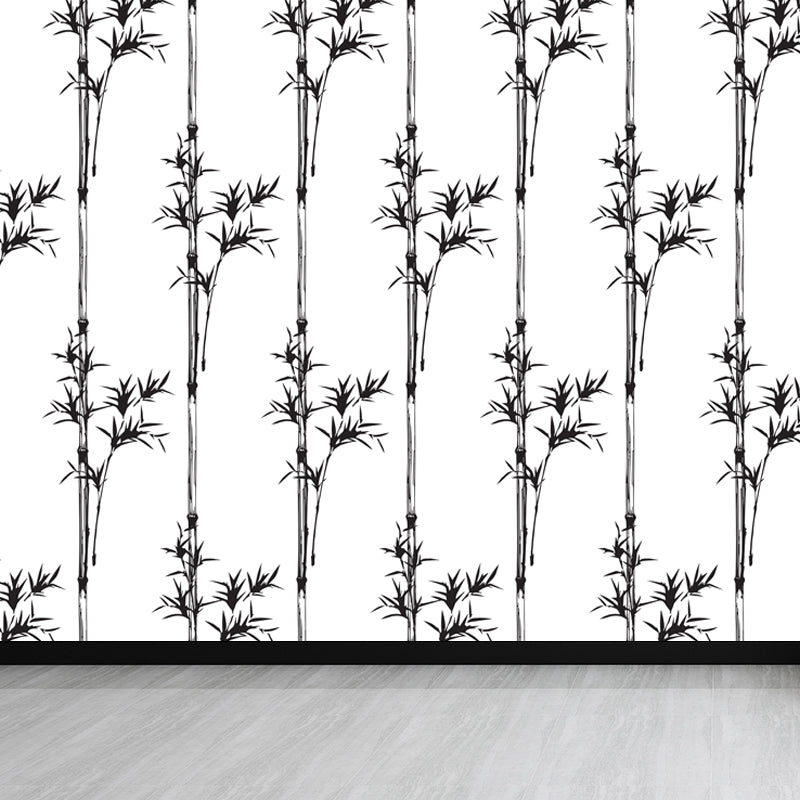 Stain-Proof Bamboo Wall Mural Non-Woven Textured Botany Wall Decor for Guest Room White Clearhalo 'Wall Decor' 'Wall Mural' 1864091