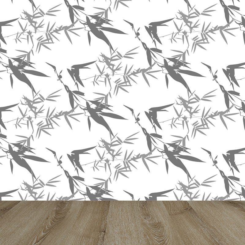 Stain-Proof Bamboo Wall Mural Non-Woven Textured Botany Wall Decor for Guest Room Grey Clearhalo 'Wall Decor' 'Wall Mural' 1864096