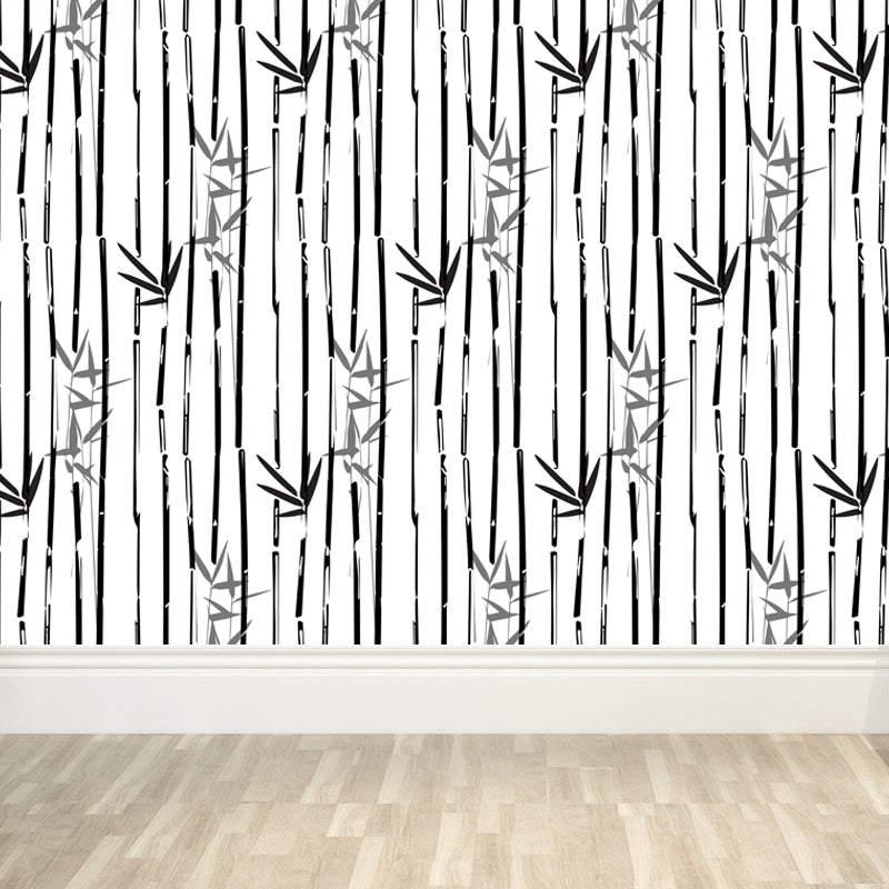 Stain-Proof Bamboo Wall Mural Non-Woven Textured Botany Wall Decor for Guest Room Light Gray Clearhalo 'Wall Decor' 'Wall Mural' 1864101