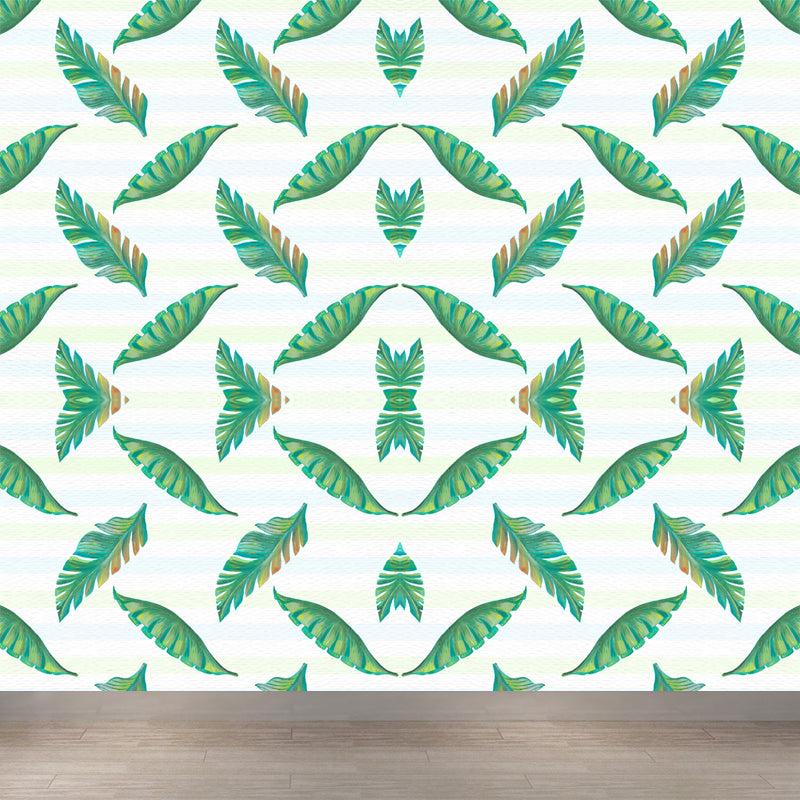 Botanical Leaves Mural Wallpaper Tropical Style Non-Woven Material Wall Covering Light Green Clearhalo 'Wall Decor' 'Wall Mural' 1864136