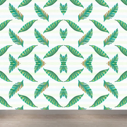 Botanical Leaves Mural Wallpaper Tropical Style Non-Woven Material Wall Covering Light Green Clearhalo 'Wall Decor' 'Wall Mural' 1864136