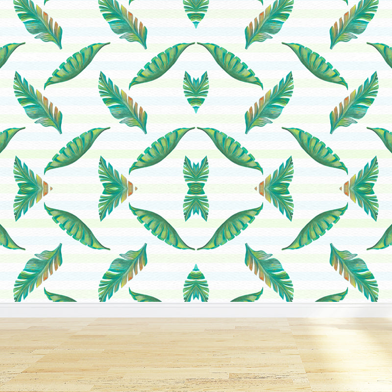 Botanical Leaves Mural Wallpaper Tropical Style Non-Woven Material Wall Covering Clearhalo 'Wall Decor' 'Wall Mural' 1864138