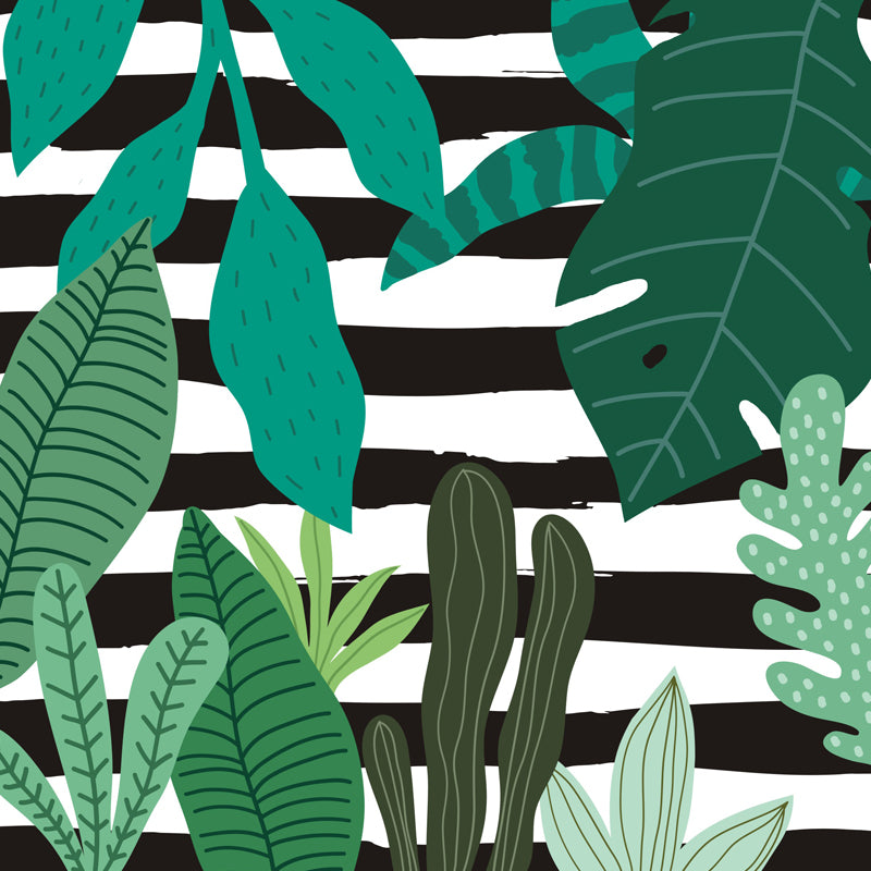 Botanical Leaves Mural Wallpaper Tropical Style Non-Woven Material Wall Covering Clearhalo 'Wall Decor' 'Wall Mural' 1864144