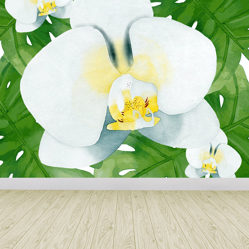 Botanical Leaves Mural Wallpaper Tropical Style Non-Woven Material Wall Covering Clearhalo 'Wall Decor' 'Wall Mural' 1864152