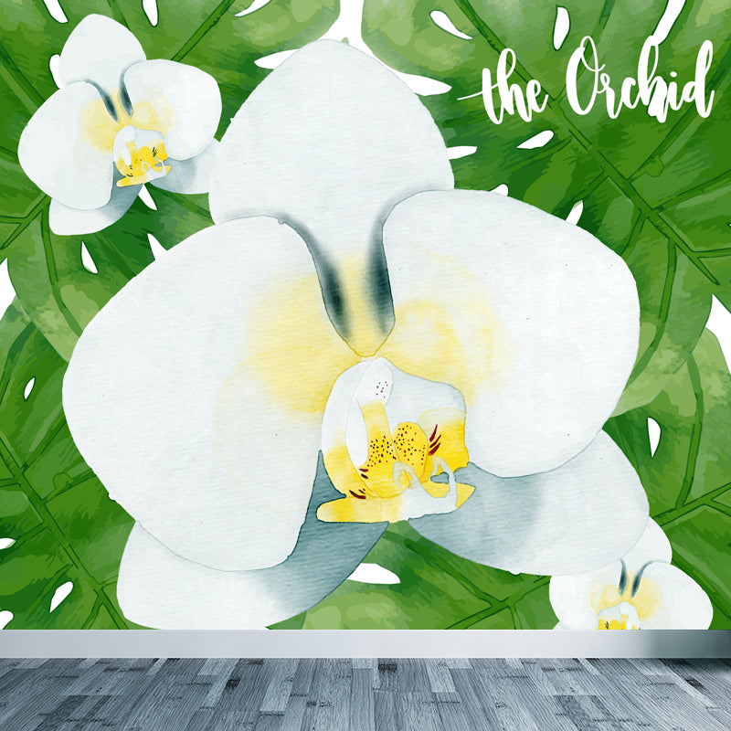 Botanical Leaves Mural Wallpaper Tropical Style Non-Woven Material Wall Covering Clearhalo 'Wall Decor' 'Wall Mural' 1864153