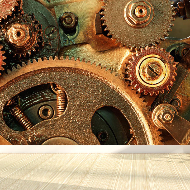 Photograph Metal Gear Mural Decal Modern Non-Woven Textured Wall Covering in Pastel Color Clearhalo 'Wall Decor' 'Wall Mural' 1864187