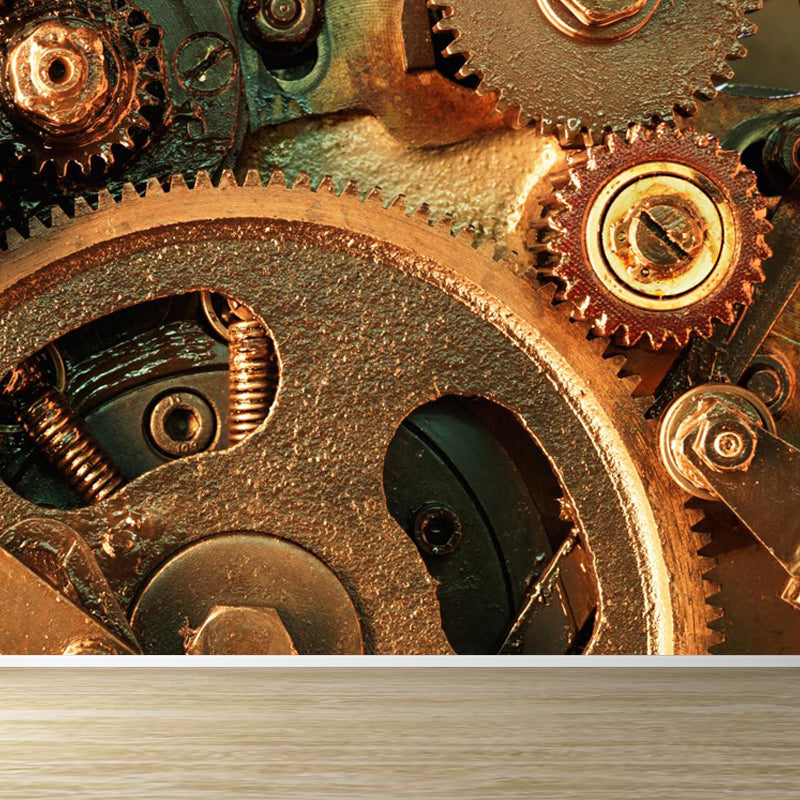 Photograph Metal Gear Mural Decal Modern Non-Woven Textured Wall Covering in Pastel Color Clearhalo 'Wall Decor' 'Wall Mural' 1864188