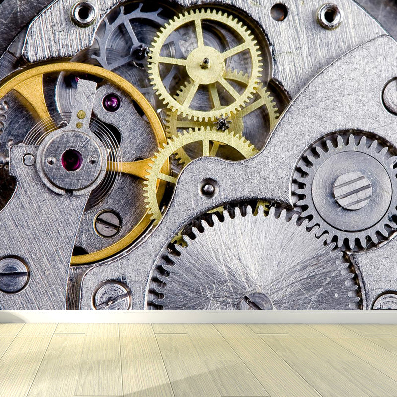 Photograph Metal Gear Mural Decal Modern Non-Woven Textured Wall Covering in Pastel Color Clearhalo 'Wall Decor' 'Wall Mural' 1864192