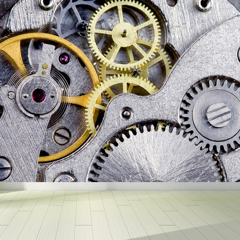 Photograph Metal Gear Mural Decal Modern Non-Woven Textured Wall Covering in Pastel Color Clearhalo 'Wall Decor' 'Wall Mural' 1864193