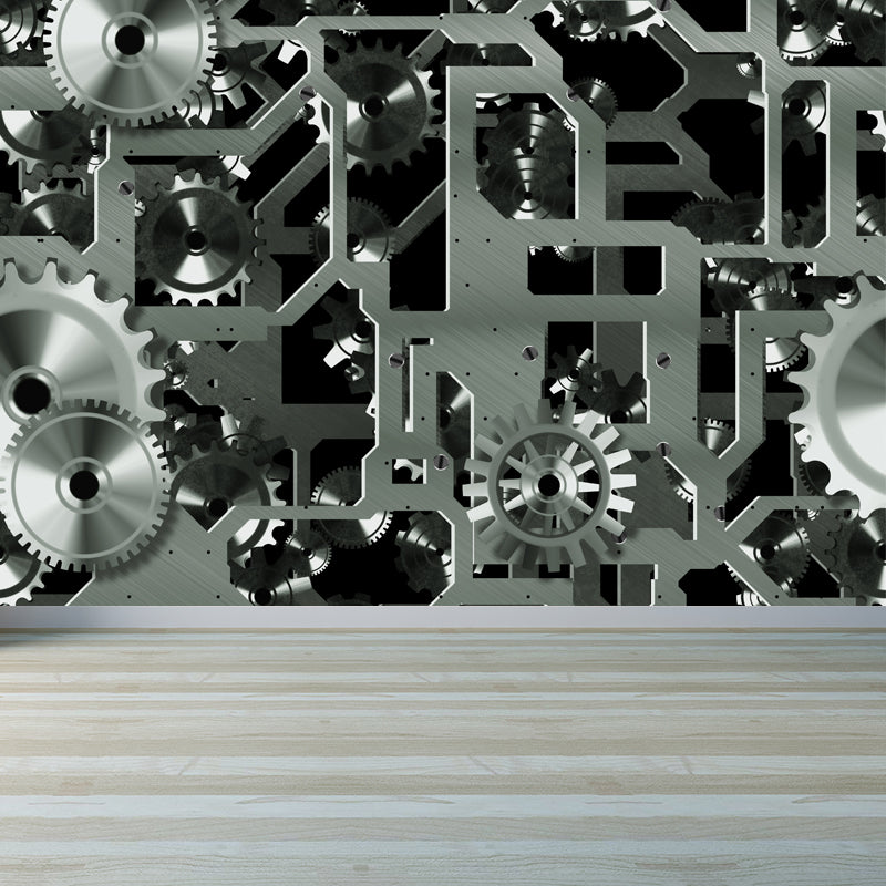 Photograph Metal Gear Mural Decal Modern Non-Woven Textured Wall Covering in Pastel Color Clearhalo 'Wall Decor' 'Wall Mural' 1864197