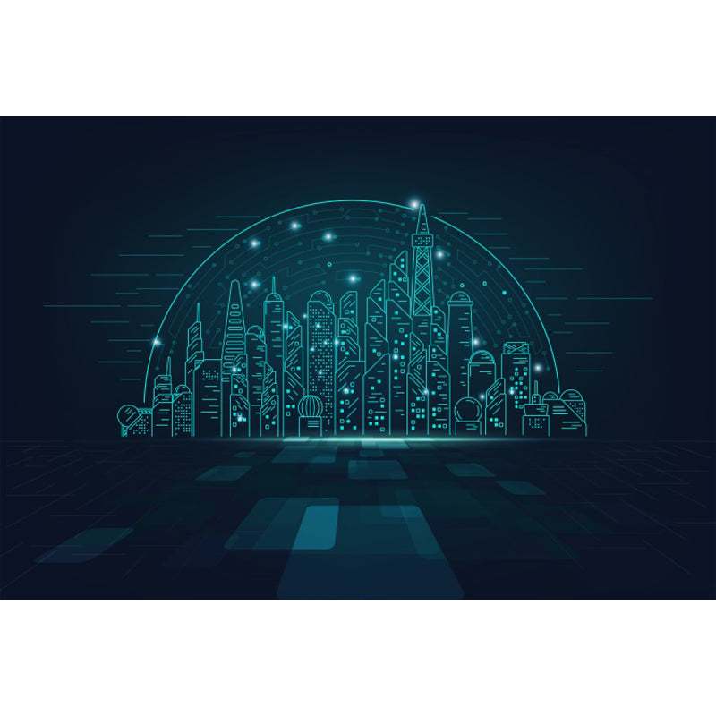 Contemporary City Building Mural Soft Color Stain-Proofing Wall Art for Dining Room Clearhalo 'Wall Decor' 'Wall Mural' 1864234