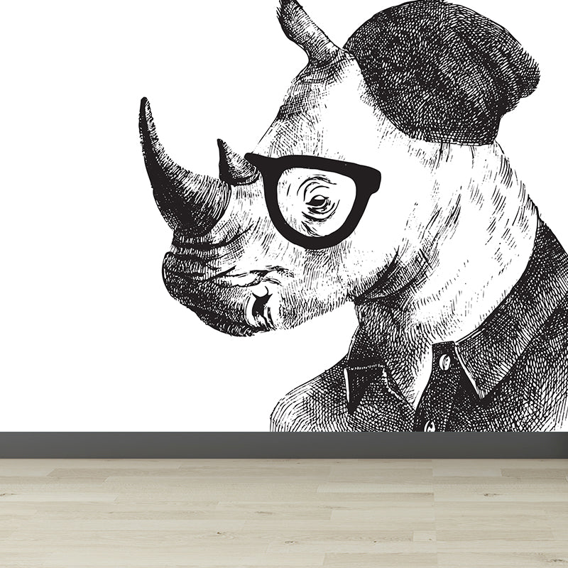 Illustration Animal Portrait Mural Wallpaper Large Wall Art for Boys Bedroom, Custom Print Clearhalo 'Wall Decor' 'Wall Mural' 1864242