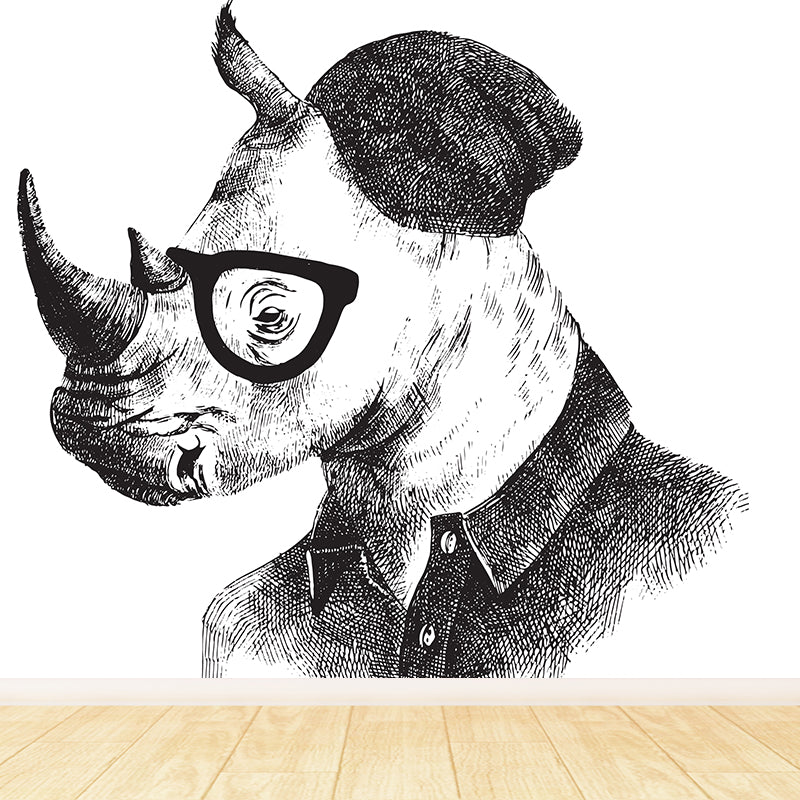 Illustration Animal Portrait Mural Wallpaper Large Wall Art for Boys Bedroom, Custom Print Clearhalo 'Wall Decor' 'Wall Mural' 1864243