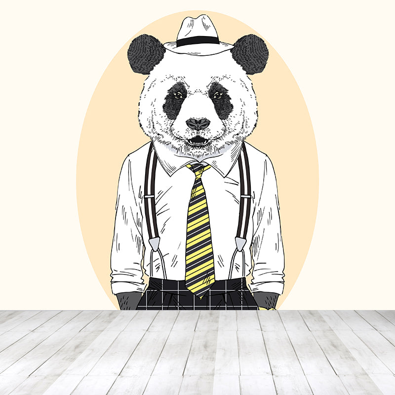 Illustration Animal Portrait Mural Wallpaper Large Wall Art for Boys Bedroom, Custom Print Light Yellow Clearhalo 'Wall Decor' 'Wall Mural' 1864246