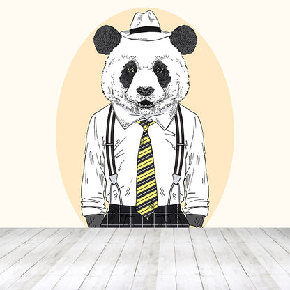 Illustration Animal Portrait Mural Wallpaper Large Wall Art for Boys Bedroom, Custom Print Light Yellow Clearhalo 'Wall Decor' 'Wall Mural' 1864246