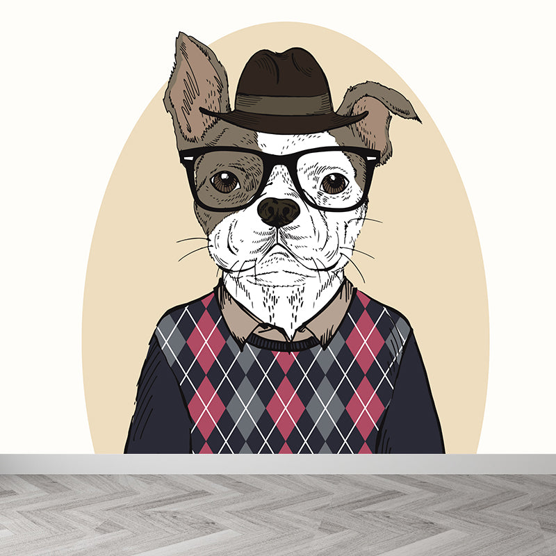 Illustration Animal Portrait Mural Wallpaper Large Wall Art for Boys Bedroom, Custom Print Clearhalo 'Wall Decor' 'Wall Mural' 1864258