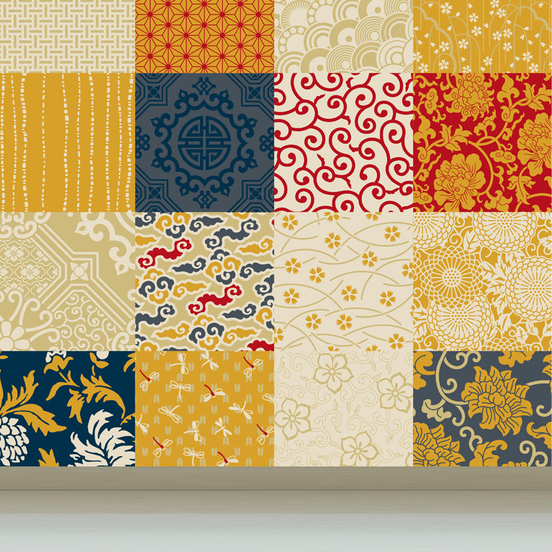 House Decor Paisley Print Mural Decal Customized Modern Wall Covering for Living Room Yellow Clearhalo 'Wall Decor' 'Wall Mural' 1864286