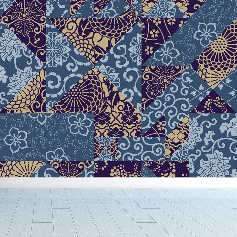 House Decor Paisley Print Mural Decal Customized Modern Wall Covering for Living Room Blue Clearhalo 'Wall Decor' 'Wall Mural' 1864291