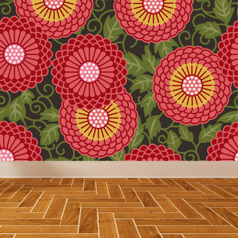 House Decor Paisley Print Mural Decal Customized Modern Wall Covering for Living Room Red Clearhalo 'Wall Decor' 'Wall Mural' 1864306