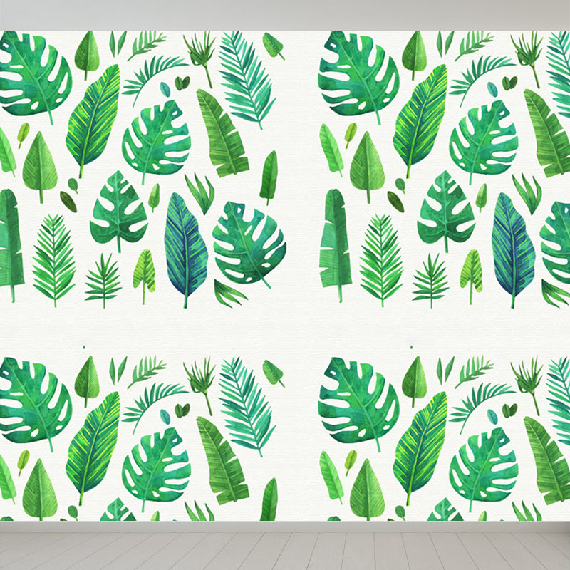 Stain-Proof Leaves Print Mural Tropical Non-Woven Wall Art, Custom Size Available Clearhalo 'Wall Decor' 'Wall Mural' 1864312