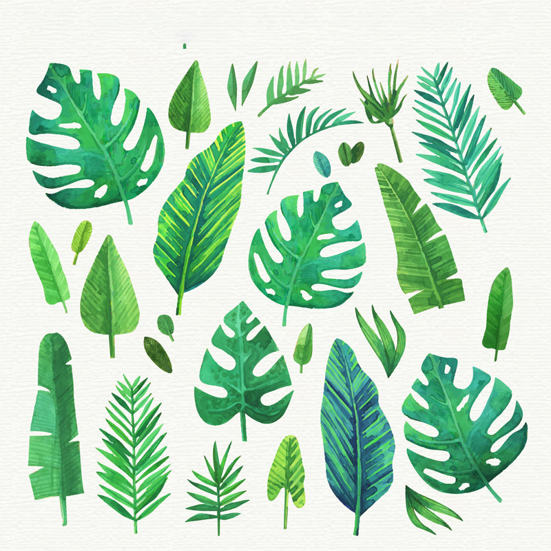 Stain-Proof Leaves Print Mural Tropical Non-Woven Wall Art, Custom Size Available Clearhalo 'Wall Decor' 'Wall Mural' 1864314