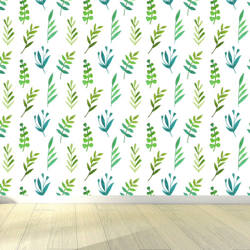 Stain-Proof Leaves Print Mural Tropical Non-Woven Wall Art, Custom Size Available Clearhalo 'Wall Decor' 'Wall Mural' 1864317