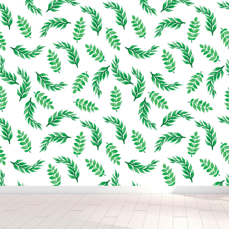 Stain-Proof Leaves Print Mural Tropical Non-Woven Wall Art, Custom Size Available Clearhalo 'Wall Decor' 'Wall Mural' 1864322