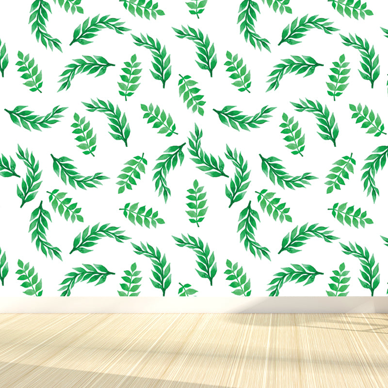 Stain-Proof Leaves Print Mural Tropical Non-Woven Wall Art, Custom Size Available Clearhalo 'Wall Decor' 'Wall Mural' 1864323