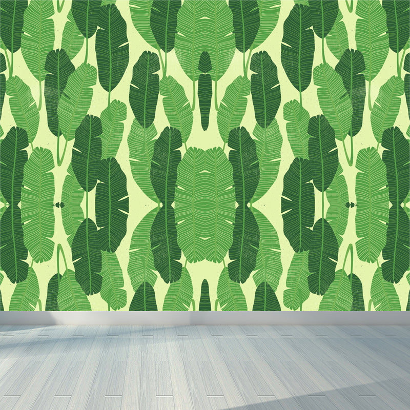 Stain-Proof Leaves Print Mural Tropical Non-Woven Wall Art, Custom Size Available Dark Green Clearhalo 'Wall Decor' 'Wall Mural' 1864326
